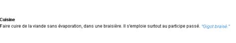 braiser définition|Braiser : Définition simple et facile du dictionnaire .